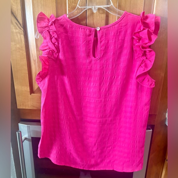 THML Hot Pink Lightweight Ruffle-Sleeve Top - Picture 2 of 3